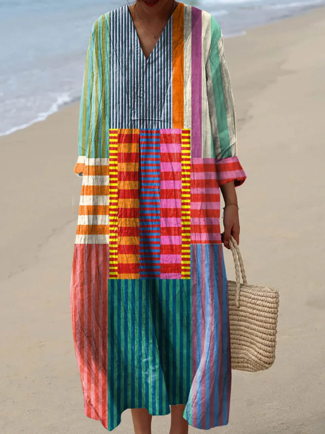 Filippa | Abito Lungo Patchwork Multicolore