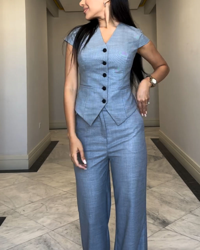 Giorgia | Top con scollatura a V e pantaloni abbinati