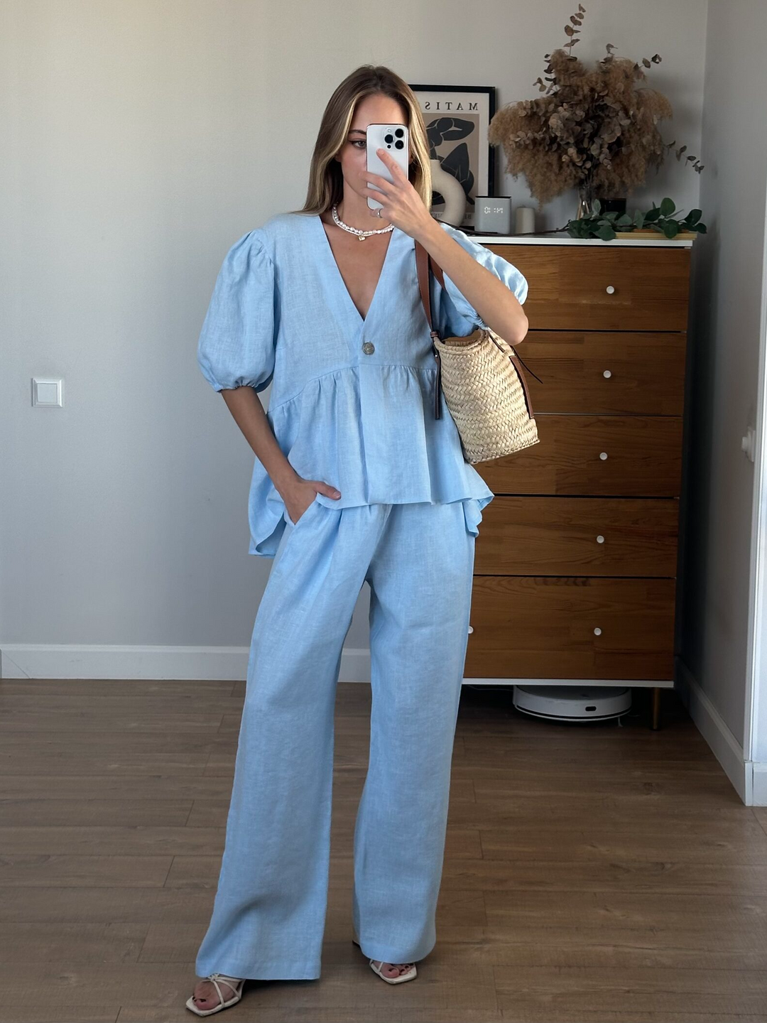 Adriana | Set Due Pezzi con Maniche a Righe in Lino