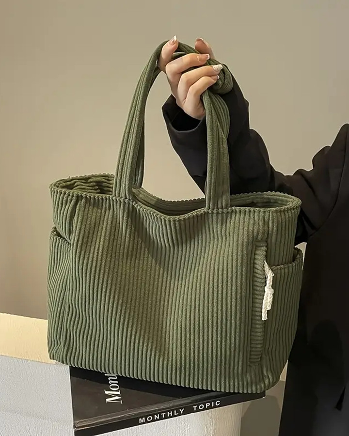 Fiorenza | Borsa a tracolla a coste con dettaglio in corda