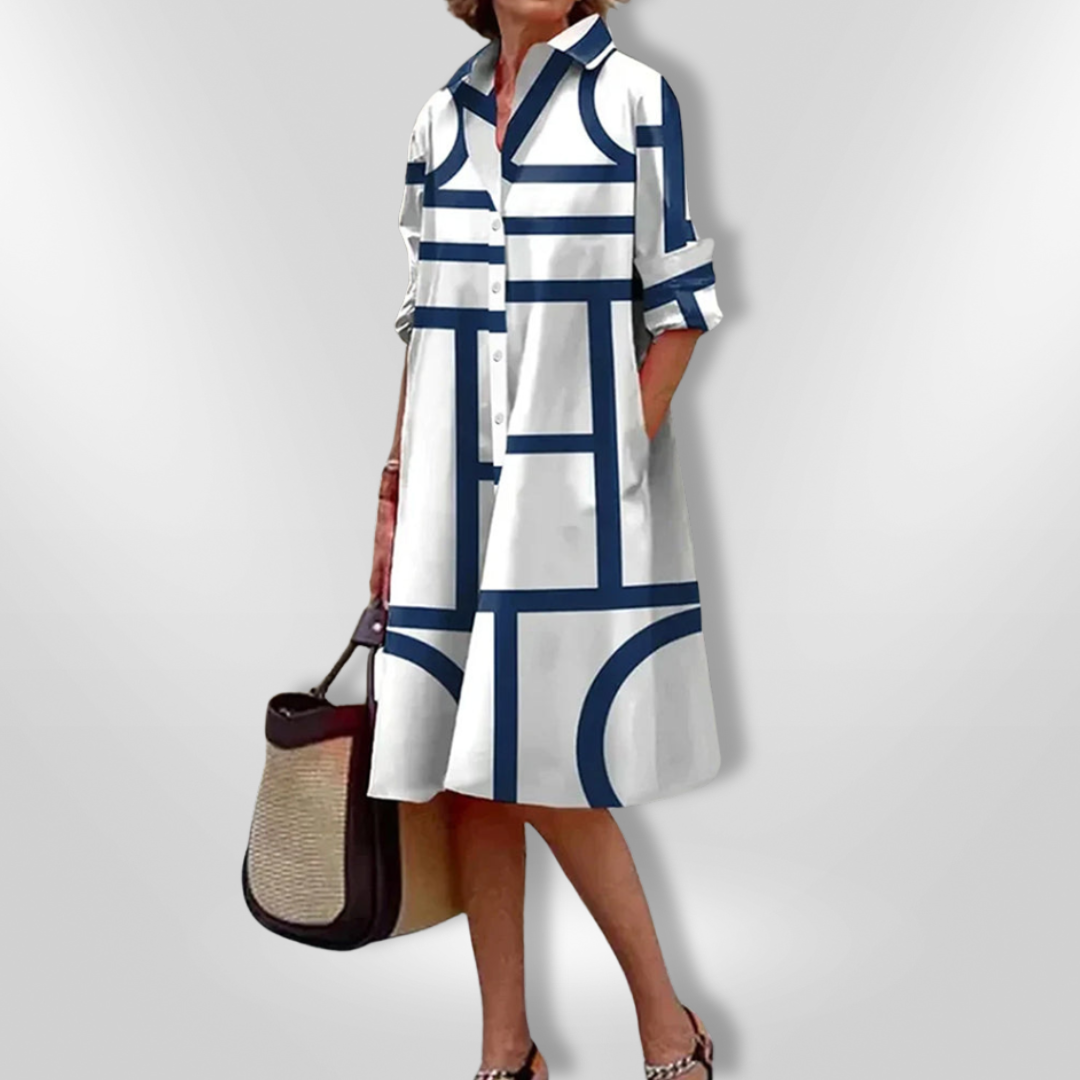 Azzurra | Abito Midi con Motivo Geometrico