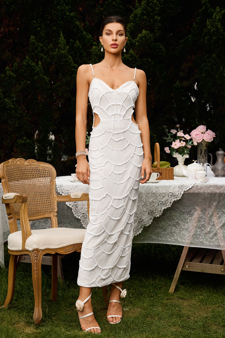 Lilla | Abito Midi in Paillettes Perla