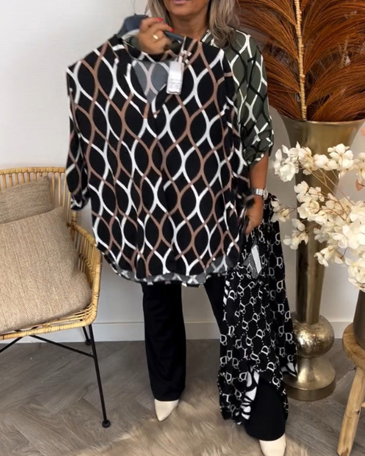 Caterina | Blusa Casual con Maniche Lunghe e Motivo Elegante