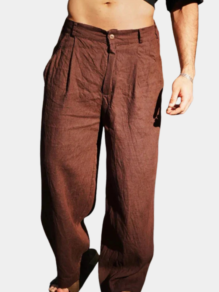 Decio | PANTALONI DI LINO A GAMBA LARGA