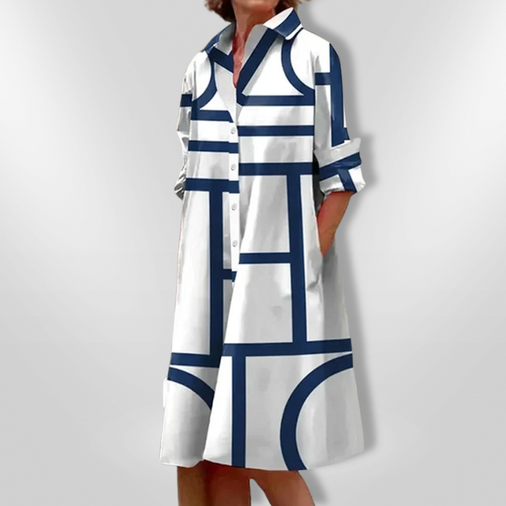 Azzurra | Abito Midi con Motivo Geometrico