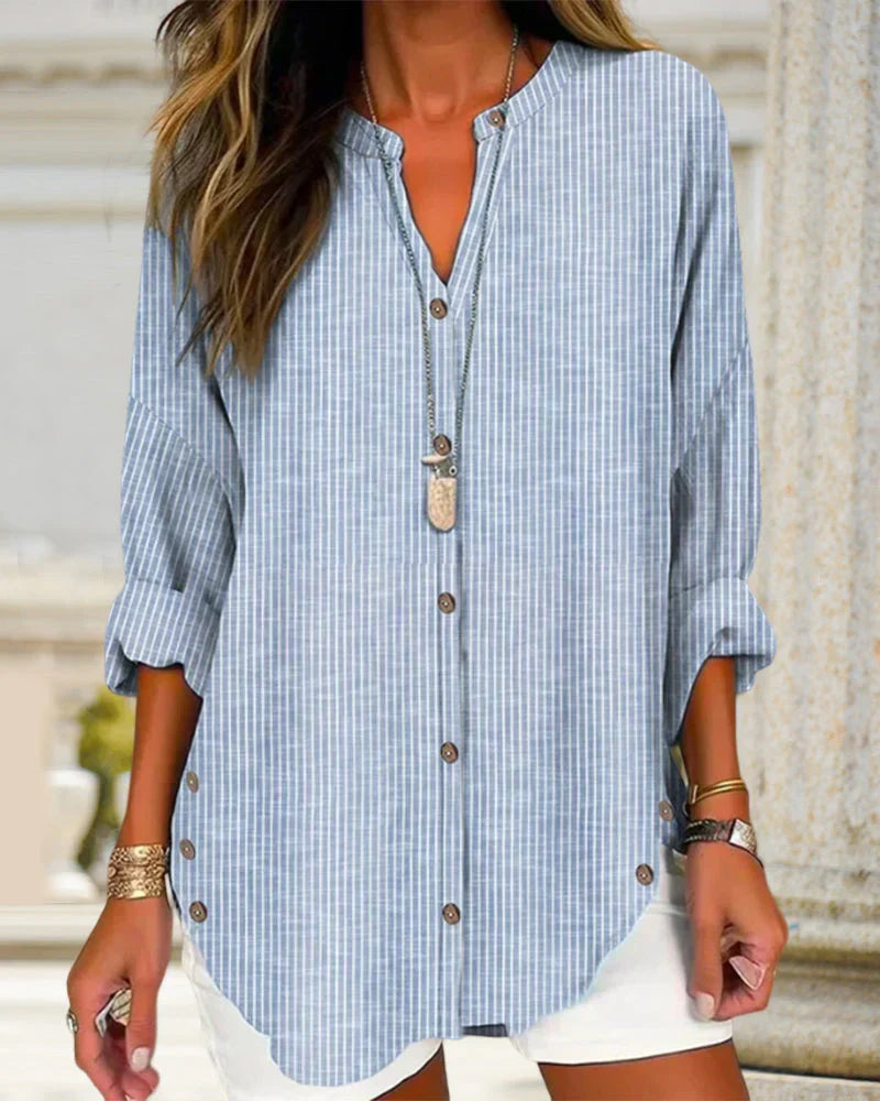 Alina | Top elegante con scollatura a V e motivo a righe senza tempo