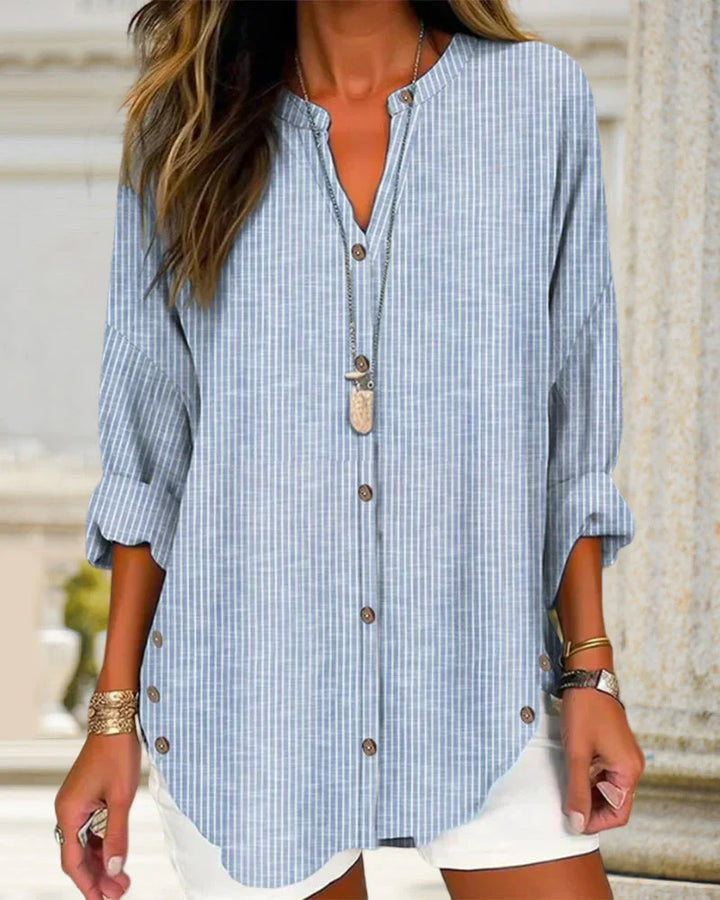 Alina | Top elegante con scollatura a V e motivo a righe senza tempo