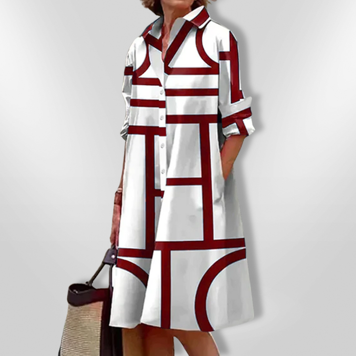 Azzurra | Abito Midi con Motivo Geometrico