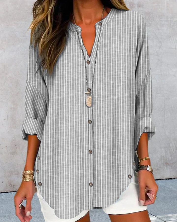 Alina | Top elegante con scollatura a V e motivo a righe senza tempo