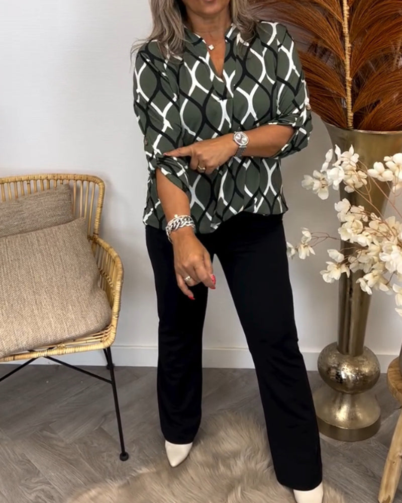 Caterina | Blusa Casual con Maniche Lunghe e Motivo Elegante