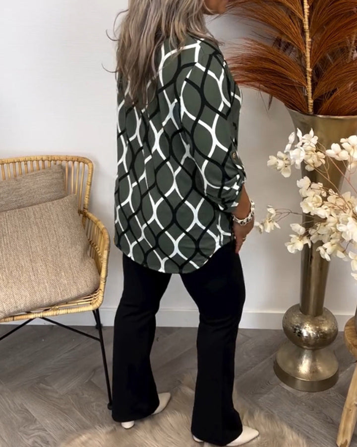 Caterina | Blusa Casual con Maniche Lunghe e Motivo Elegante
