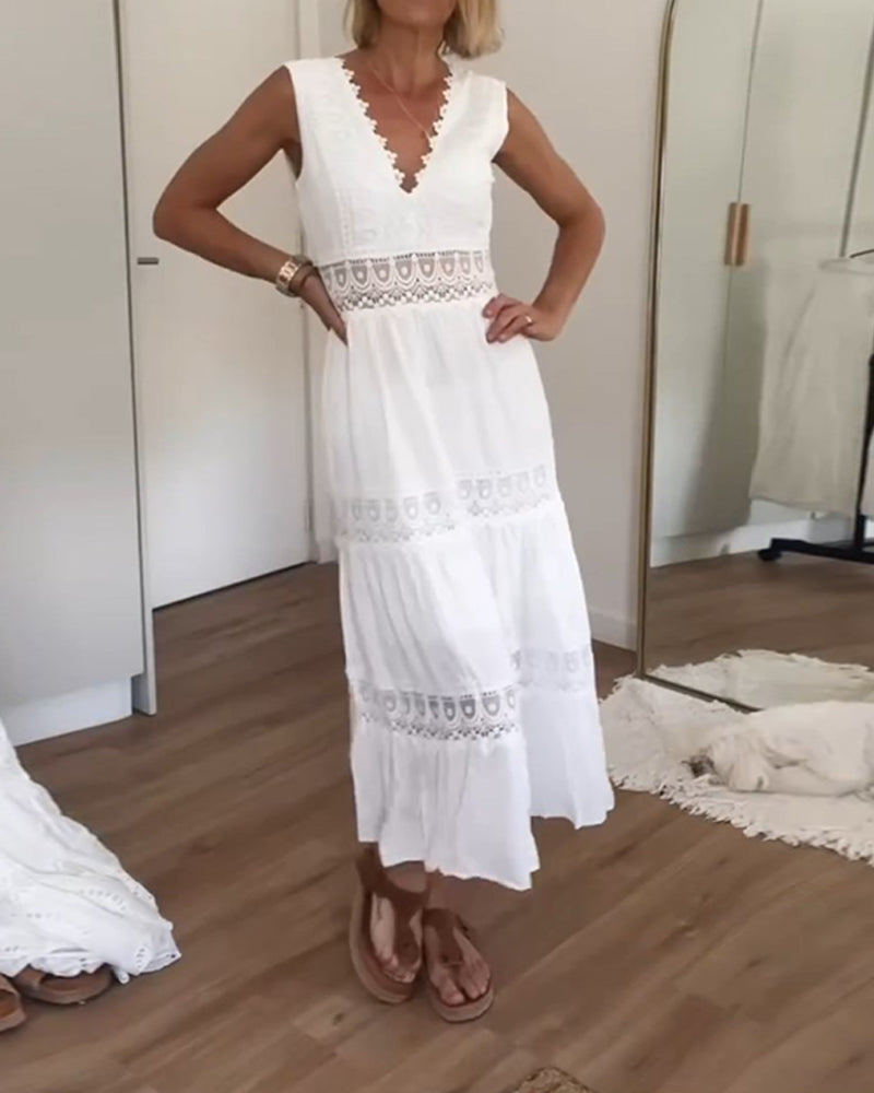 Martina | Abito Elegante in Pizzo con Scollatura a V
