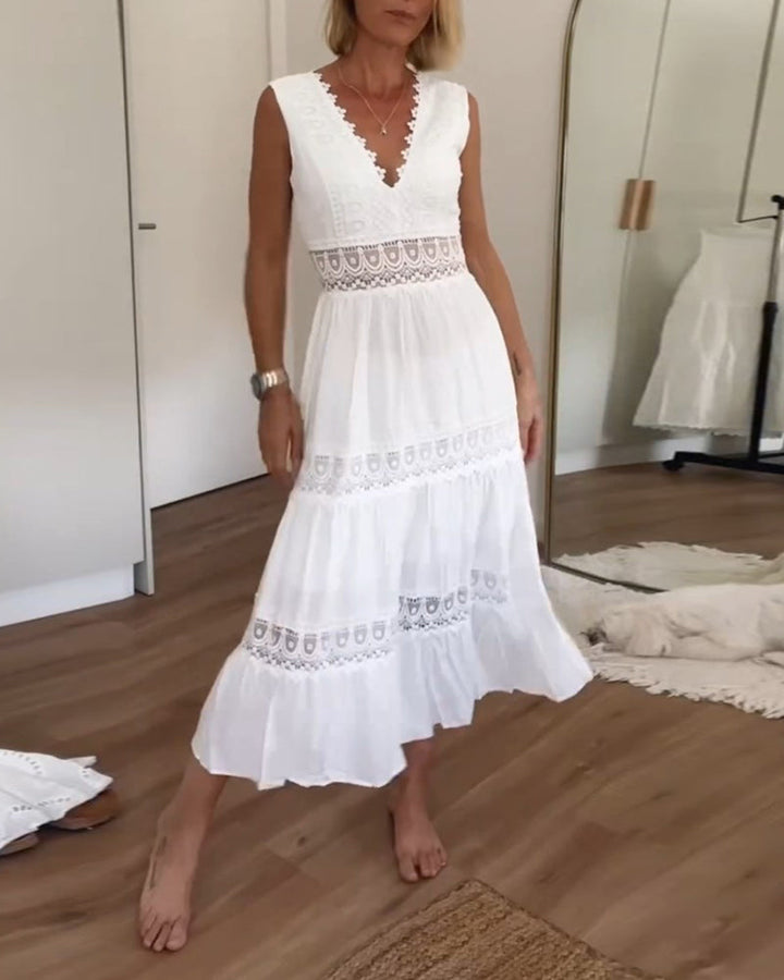 Martina | Abito Elegante in Pizzo con Scollatura a V