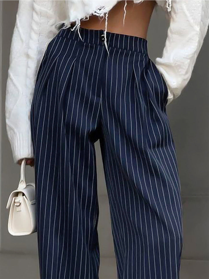 Gemma | Pantaloni a Pinstripe con Pieghe e Gamba Larga