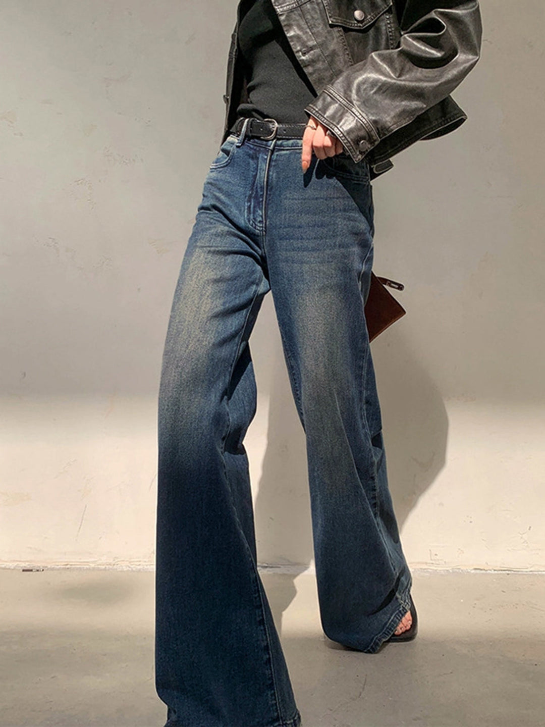 Clelia | Jeans a gamba larga lavati a vita bassa vintage