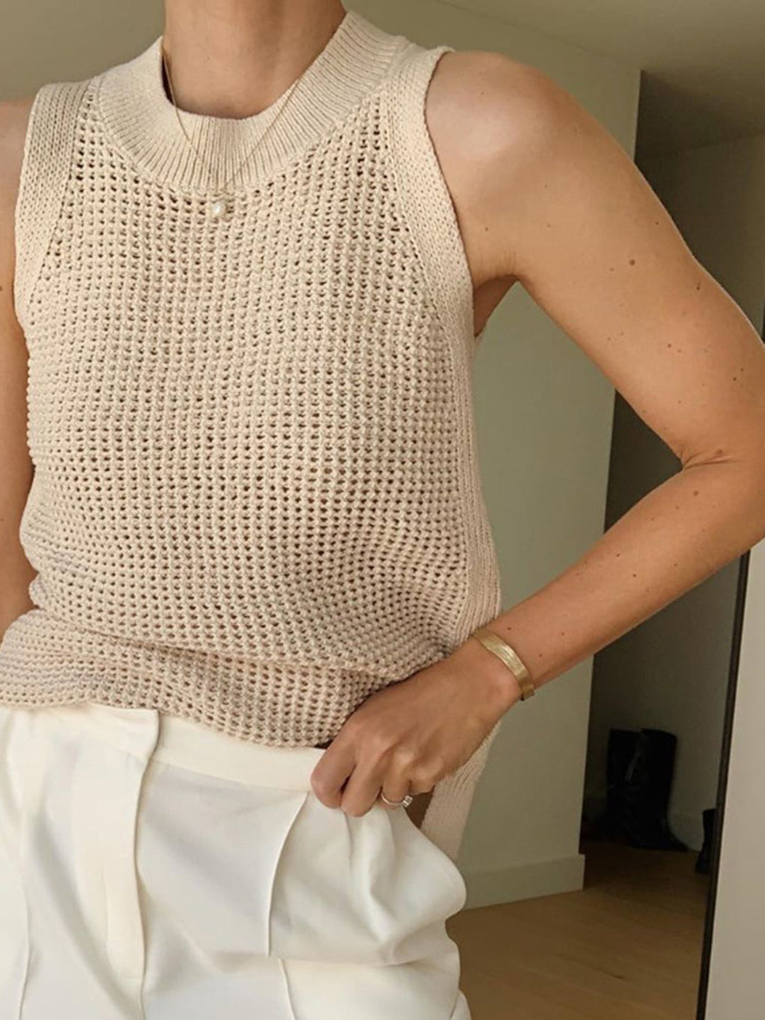 Ninetta | Top Senza Maniche in Maglia Hollow