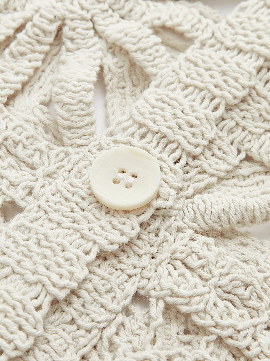 Evelina | Cardigan con Bottoni e Motivo a Quadrati all'Uncinetto