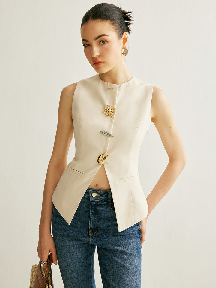 Lauretta | Gilet con Dettagli in Metallo