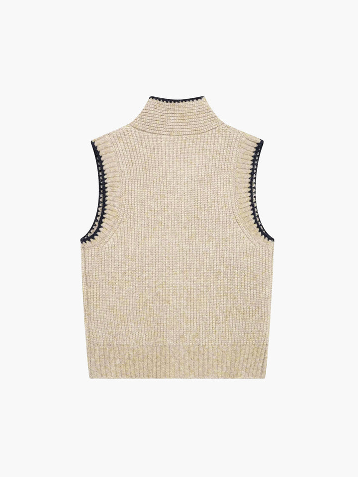 Fiorella | Gilet con Collo a Cravatta e Bordo a Contrasto