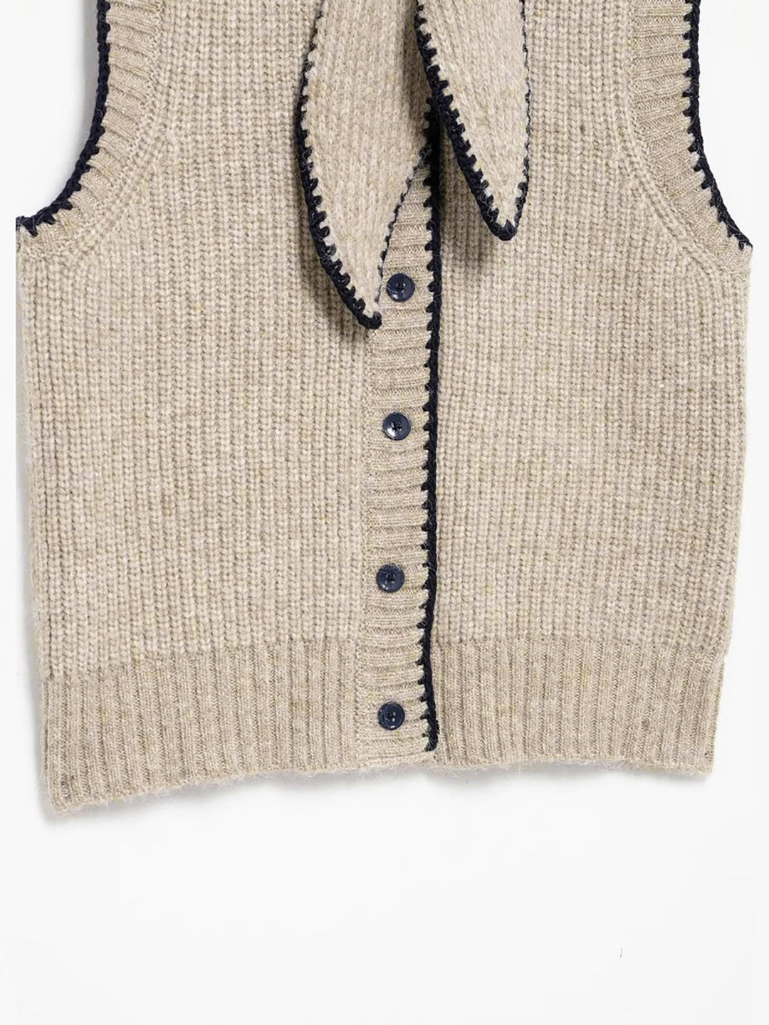 Fiorella | Gilet con Collo a Cravatta e Bordo a Contrasto