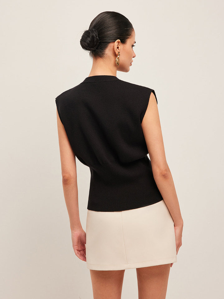 Maura | Gilet con Dettagli a Bottone e Scollo a V