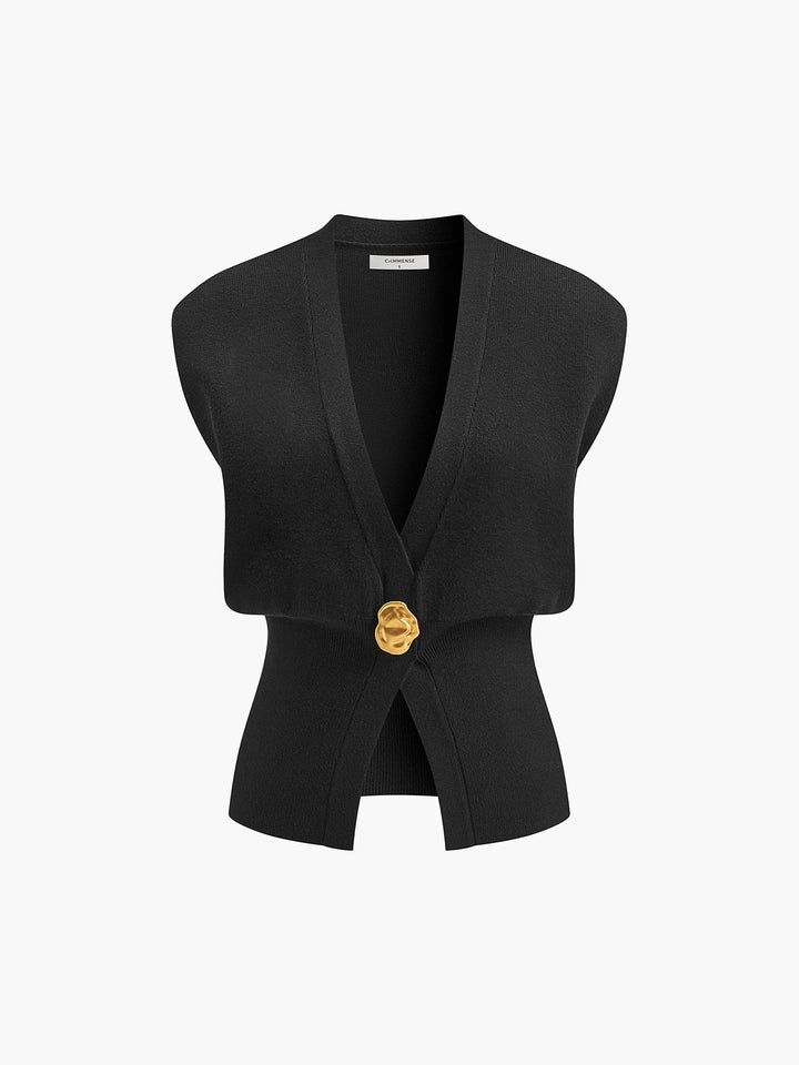 Maura | Gilet con Dettagli a Bottone e Scollo a V