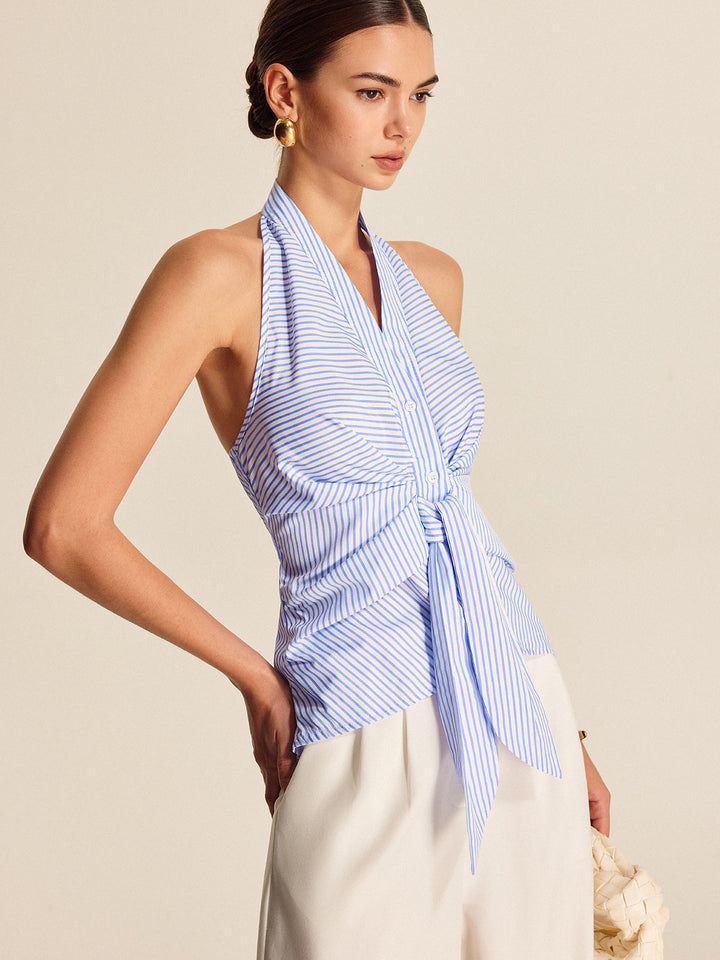 Mia | Top Halter a Righe con Legatura