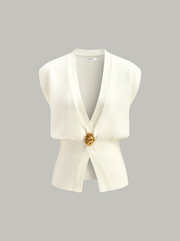 Maura | Gilet con Dettagli a Bottone e Scollo a V
