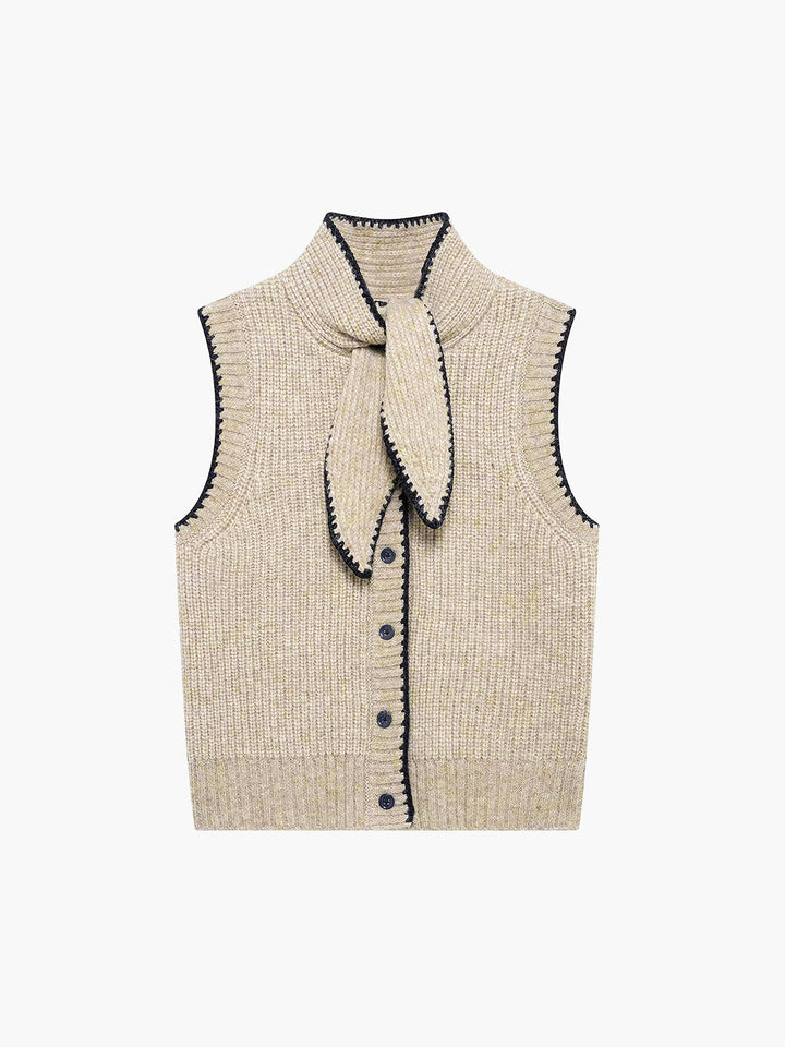 Fiorella | Gilet con Collo a Cravatta e Bordo a Contrasto