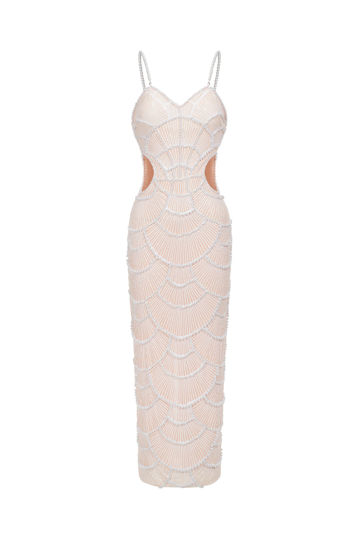 Lilla | Abito Midi in Paillettes Perla