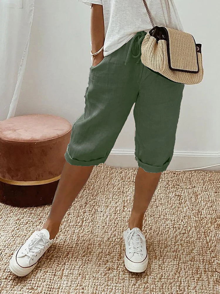 AMANDA | PANTALONI CORTI CONFORTEVOLI CON ORLO RIMBOCCATO