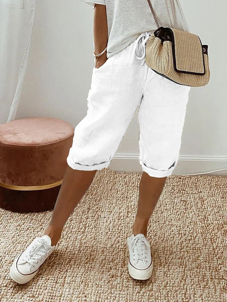 AMANDA | PANTALONI CORTI CONFORTEVOLI CON ORLO RIMBOCCATO