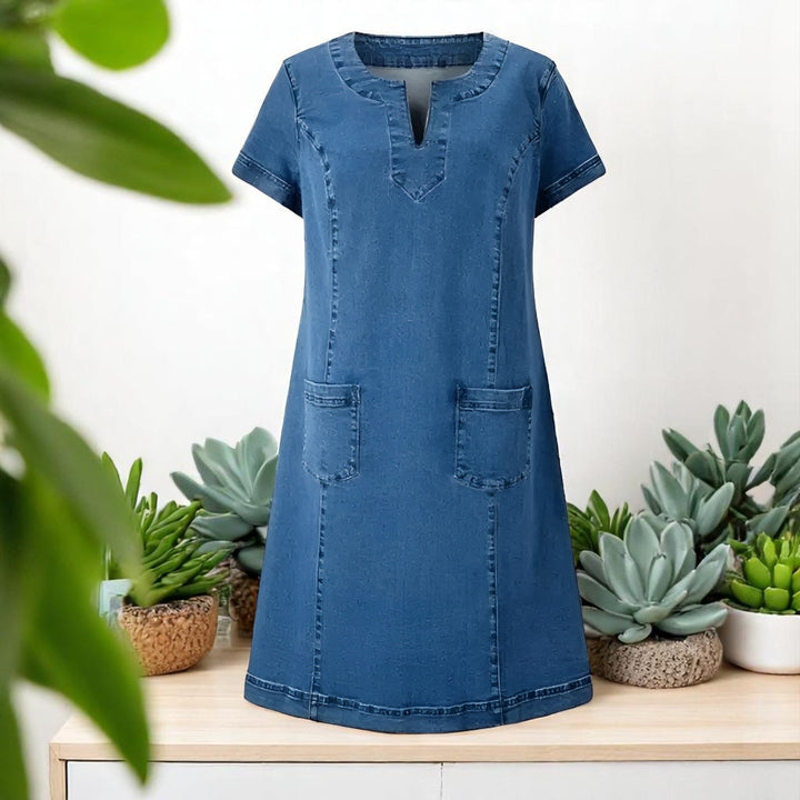 Julia | Abito in Denim Morbido con Tasche Frontali