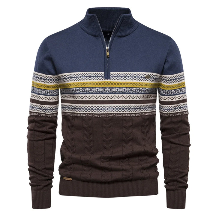 GIORGIO™ | MAGLIONE IN STILE FAIR ISLE CON MEZZA ZIP