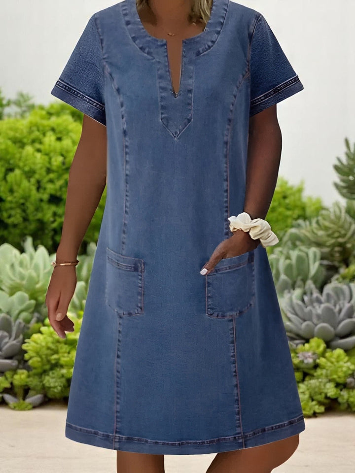 Julia | Abito in Denim Morbido con Tasche Frontali