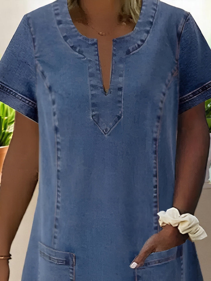Julia | Abito in Denim Morbido con Tasche Frontali