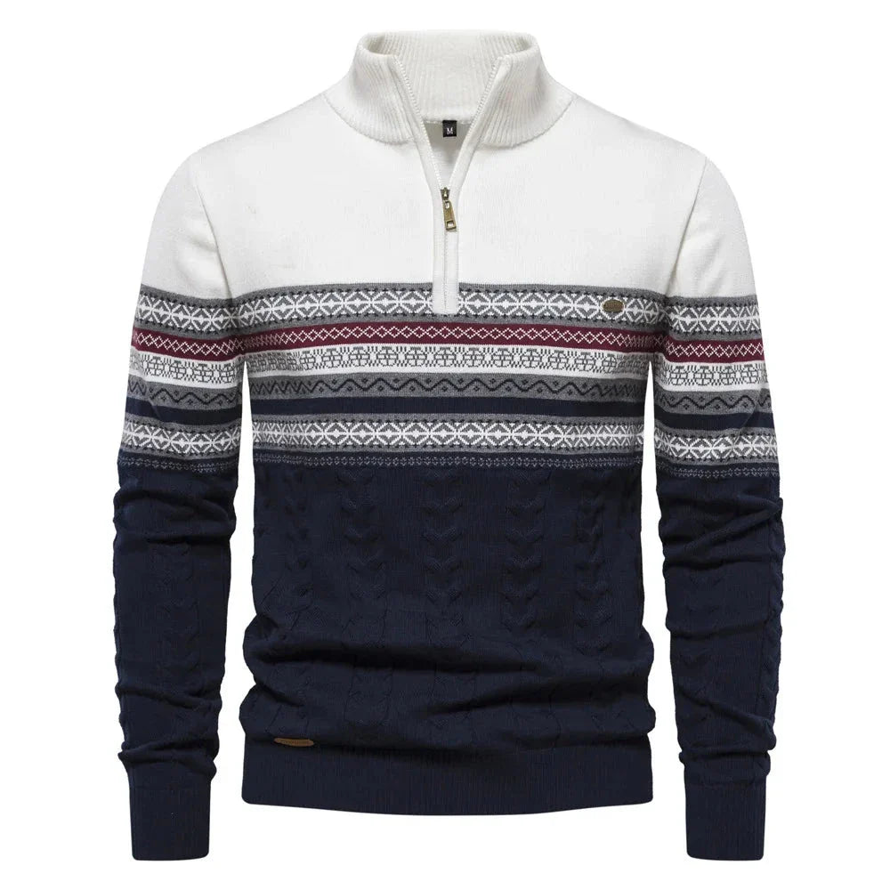 GIORGIO™ | MAGLIONE IN STILE FAIR ISLE CON MEZZA ZIP