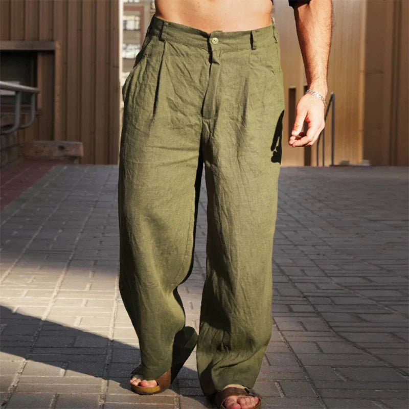 Decio | PANTALONI DI LINO A GAMBA LARGA