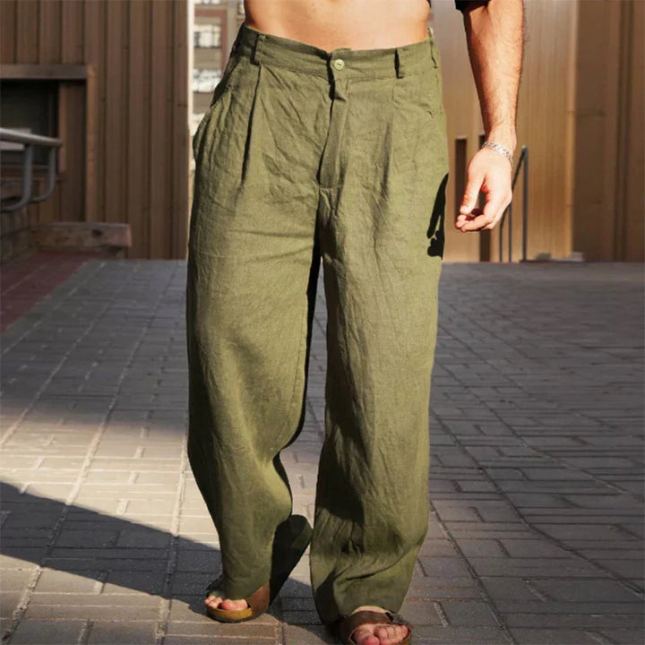 Decio | PANTALONI DI LINO A GAMBA LARGA