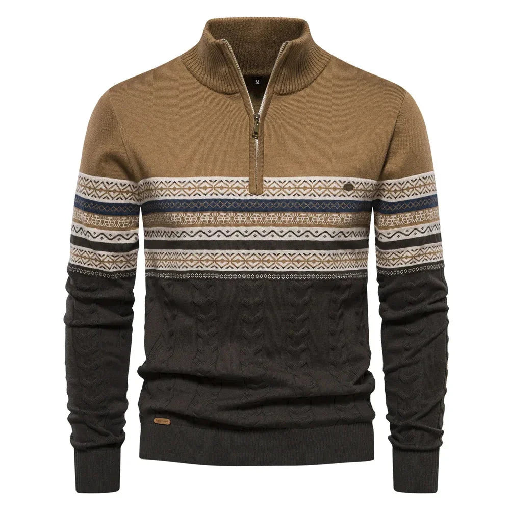 GIORGIO™ | MAGLIONE IN STILE FAIR ISLE CON MEZZA ZIP