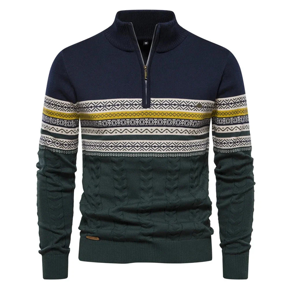 GIORGIO™ | MAGLIONE IN STILE FAIR ISLE CON MEZZA ZIP