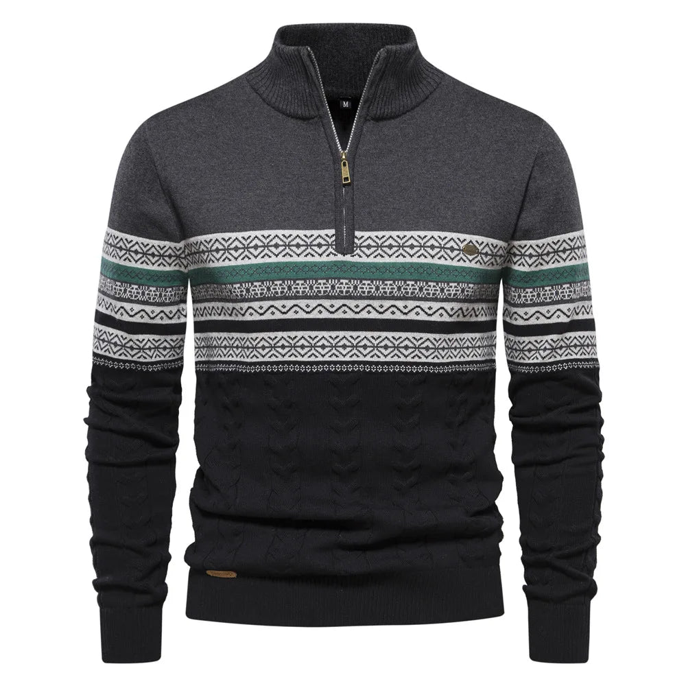 GIORGIO™ | MAGLIONE IN STILE FAIR ISLE CON MEZZA ZIP