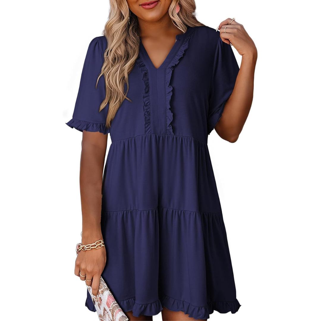 Roberta | Abito Mini Casual con Scollo a V