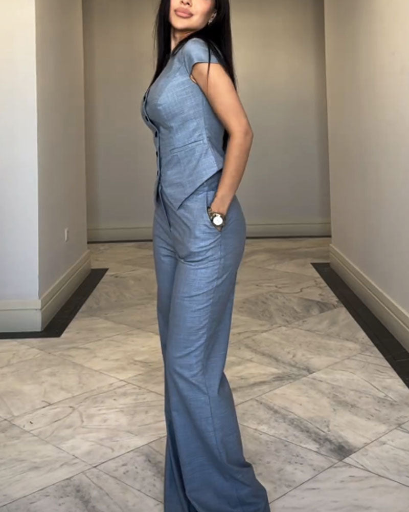 Giorgia | Top con scollatura a V e pantaloni abbinati