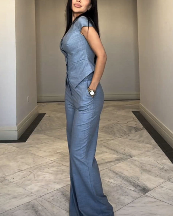 Giorgia | Top con scollatura a V e pantaloni abbinati