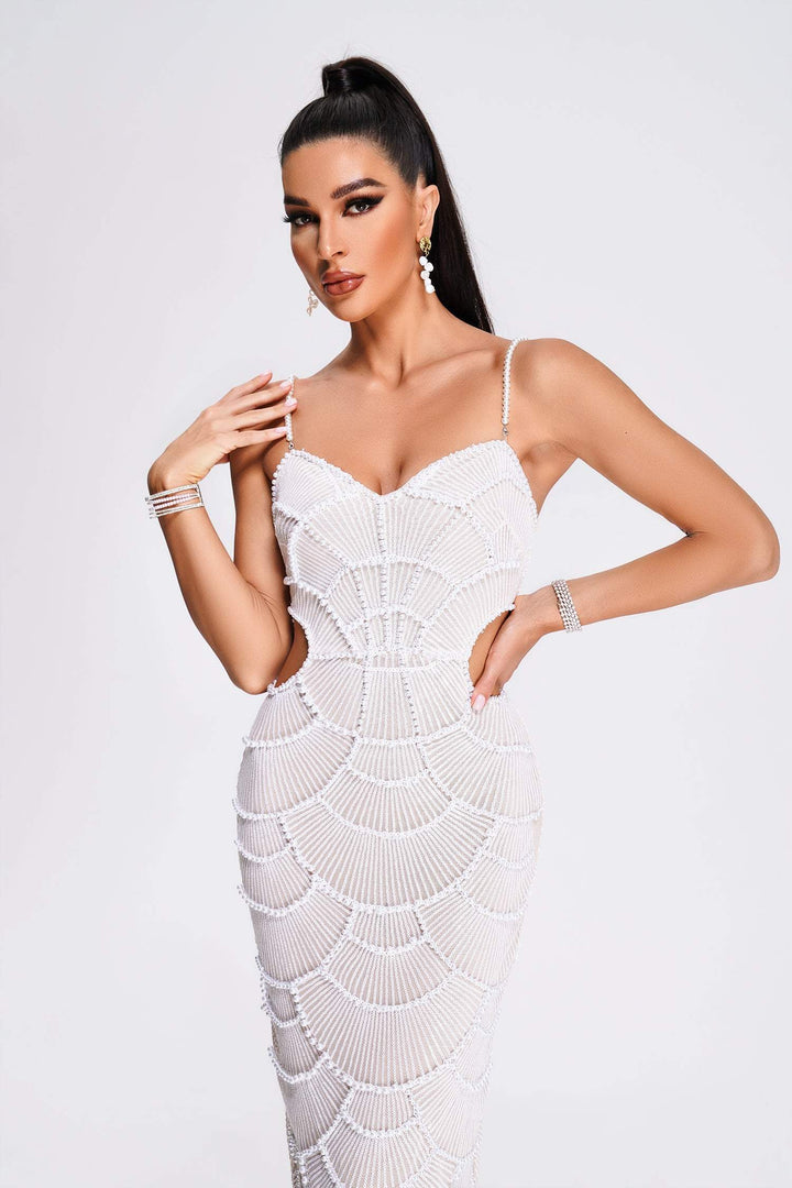 Lilla | Abito Midi in Paillettes Perla