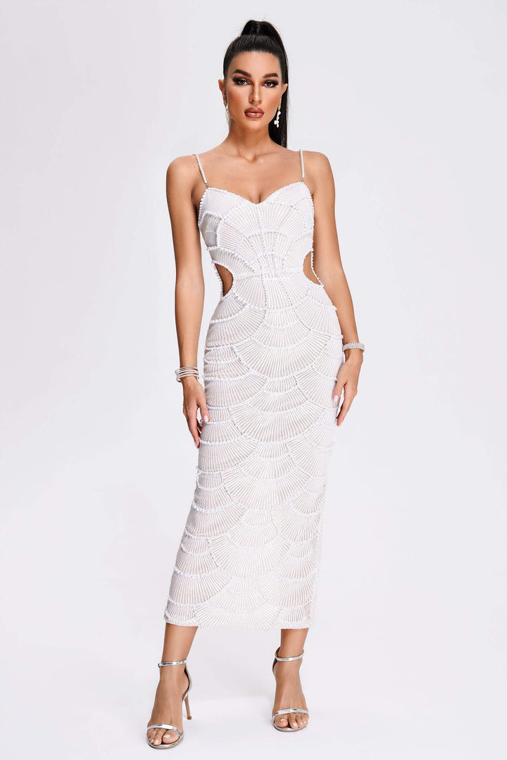 Lilla | Abito Midi in Paillettes Perla