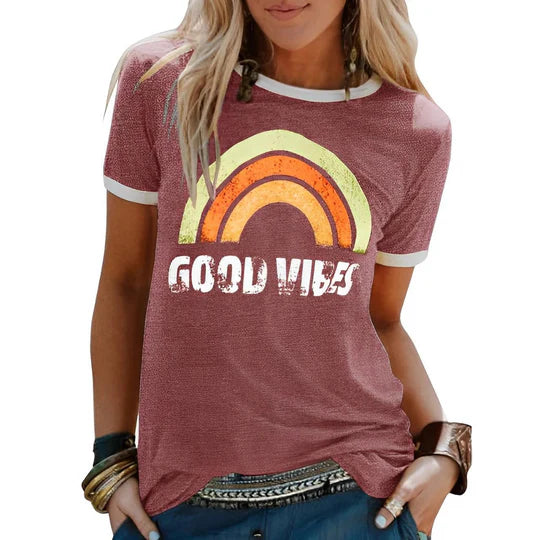 OLIVIA™ | T-shirt Good Vibes da Donna