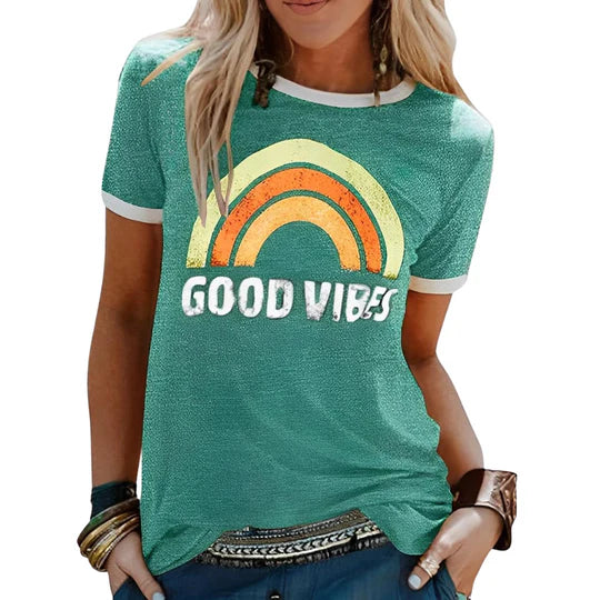 OLIVIA™ | T-shirt Good Vibes da Donna