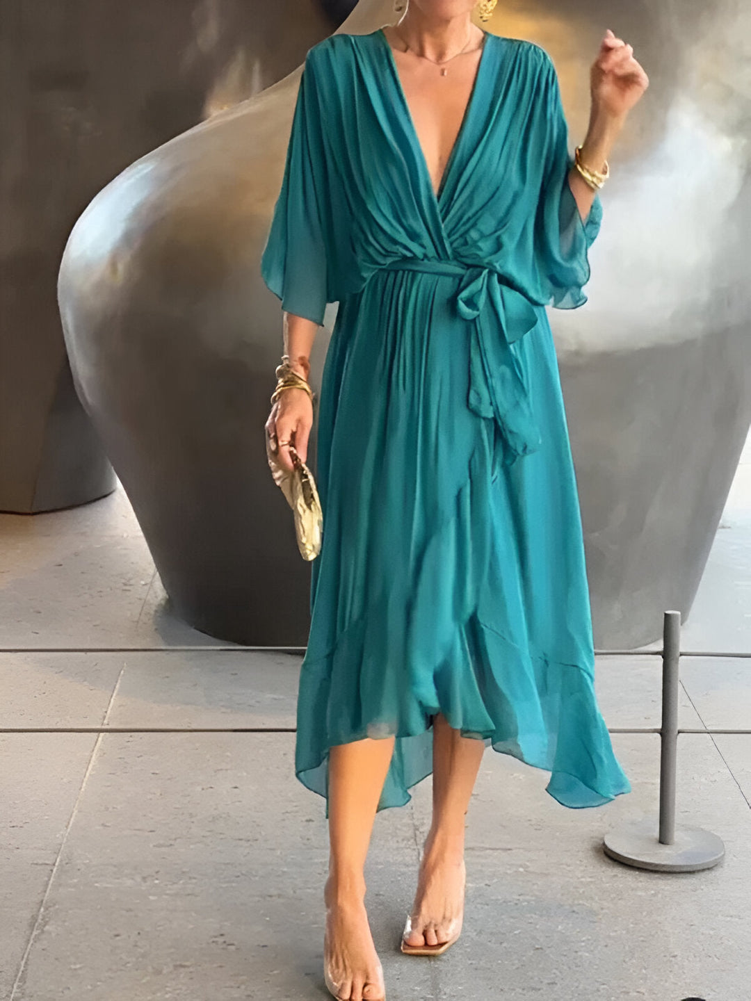 Antonia | Abito in Chiffon con scollo a V